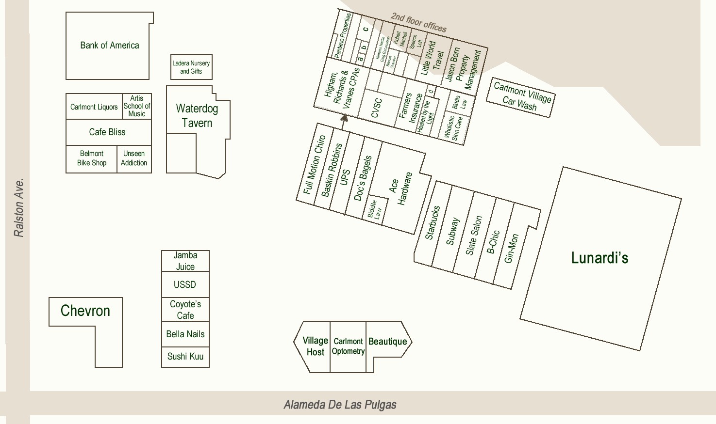 Carlmont Village Shopping Center Directory Map